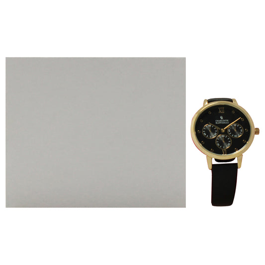 CRB016 La Basic - Gold-Black Leather Strap Watch by Charlotte Raffaelli for Women - 1 Pc Watch