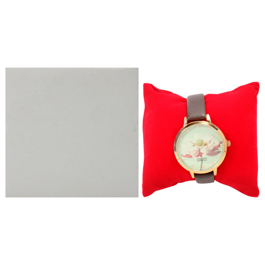 CRF009 La Florale - Rose Gold-Brown Leather Strap Watch by Charlotte Raffaelli for Women - 1 Pc Watch