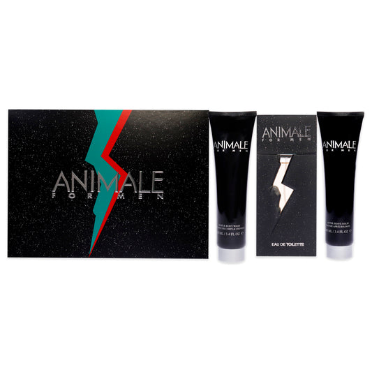 Animale by Animale for Men - 3 Pc Gift Set 3.4oz EDT Spray, 3.4oz After Shave Balm, 3.4oz Hair and Body Wash