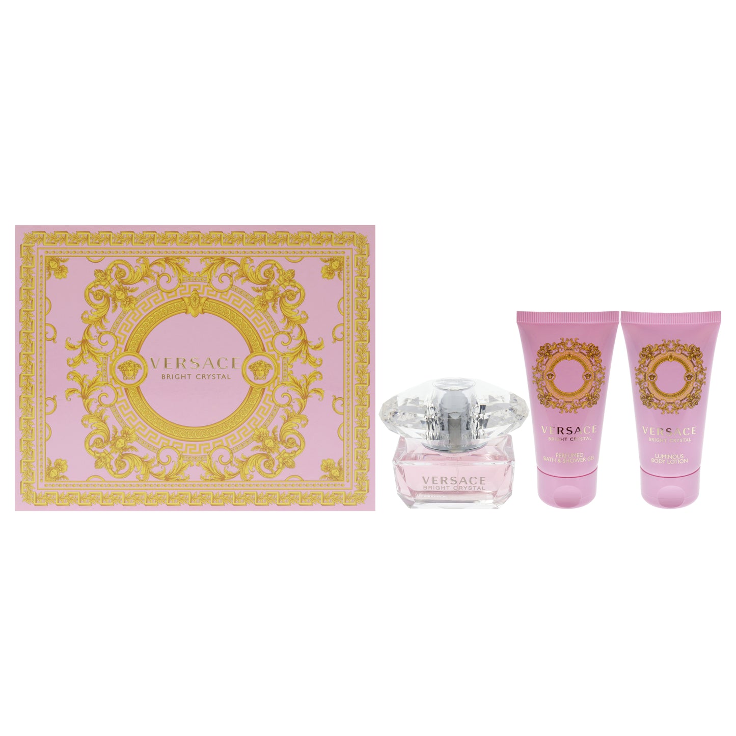 Versace Bright Crystal 3 Pc Gift Set 1.7oz EDT Spray