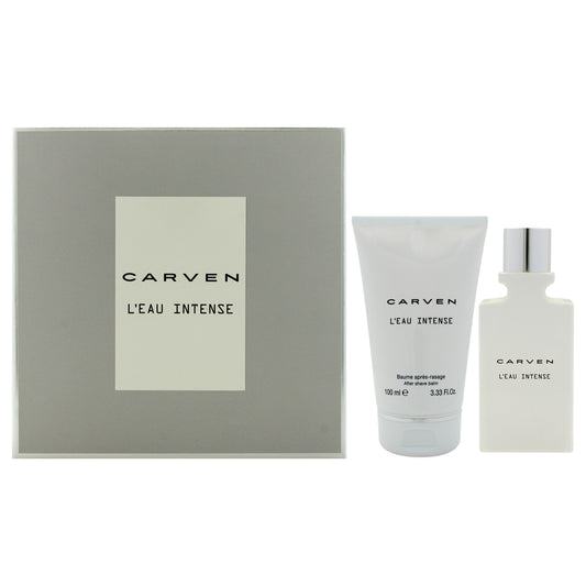 LEau Intense by Carven for Men - 2 Pc Gift Set 1.66oz EDT Spray, 3.33oz After Shave Balm