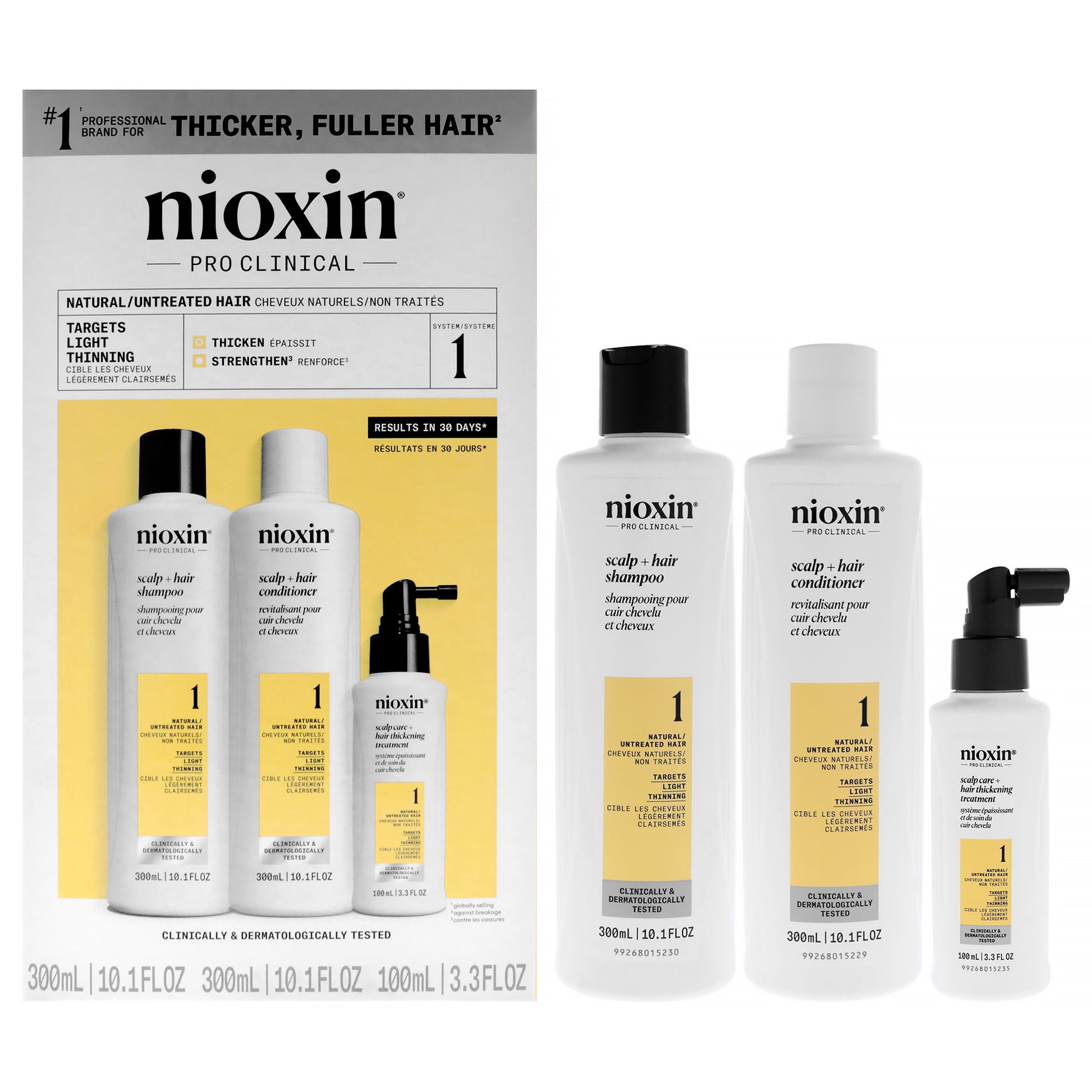 System 1 Kit by Nioxin for Unisex - 3 Pc 10.1oz Cleanser Shampoo, 10.1oz Scalp Therapy Conditioner, 3.38oz Scalp and Hair Treatment