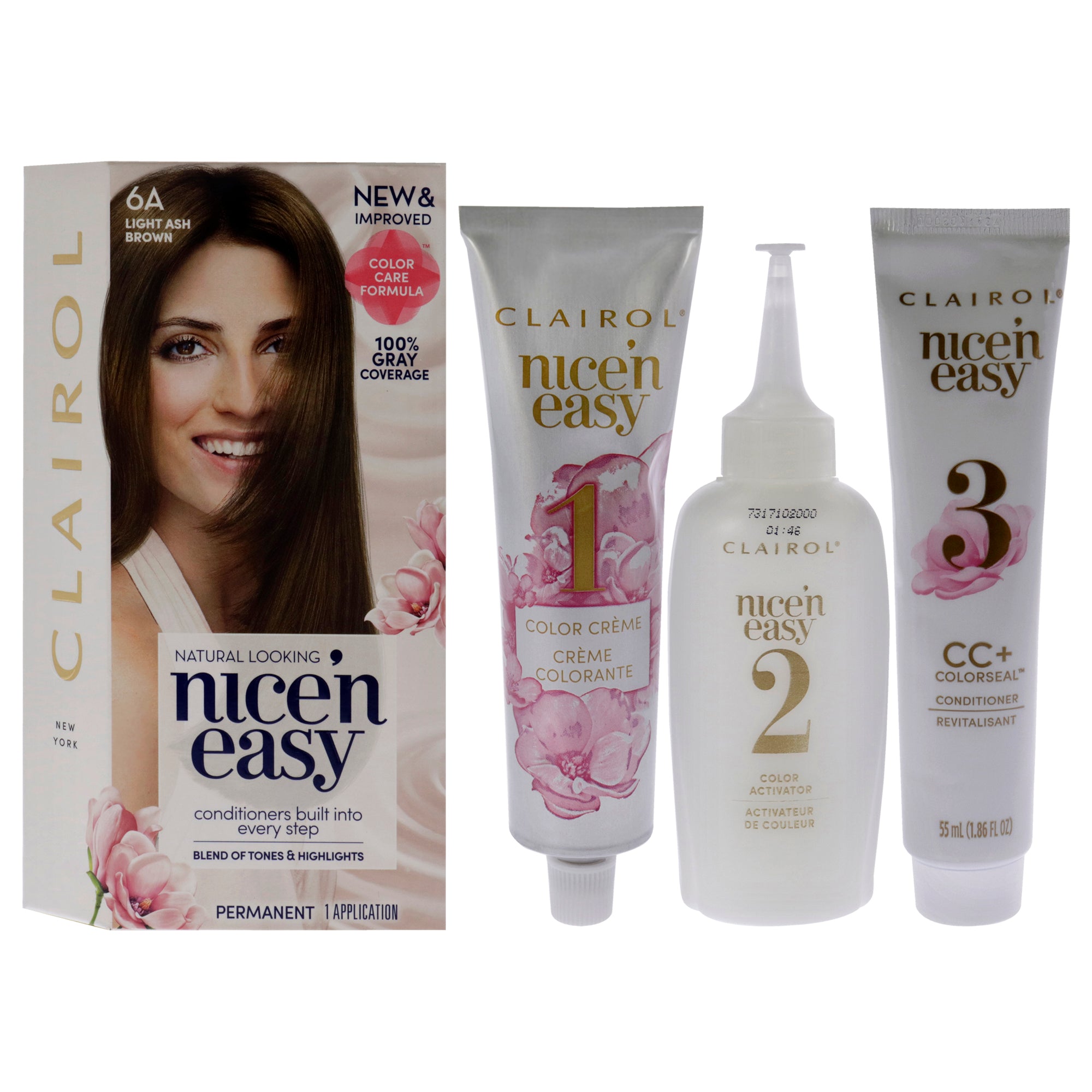 Nice n Easy Permanent Color - 6A 114 Light Ash Brown by Clairol for Women - 1 Application Hair Color
