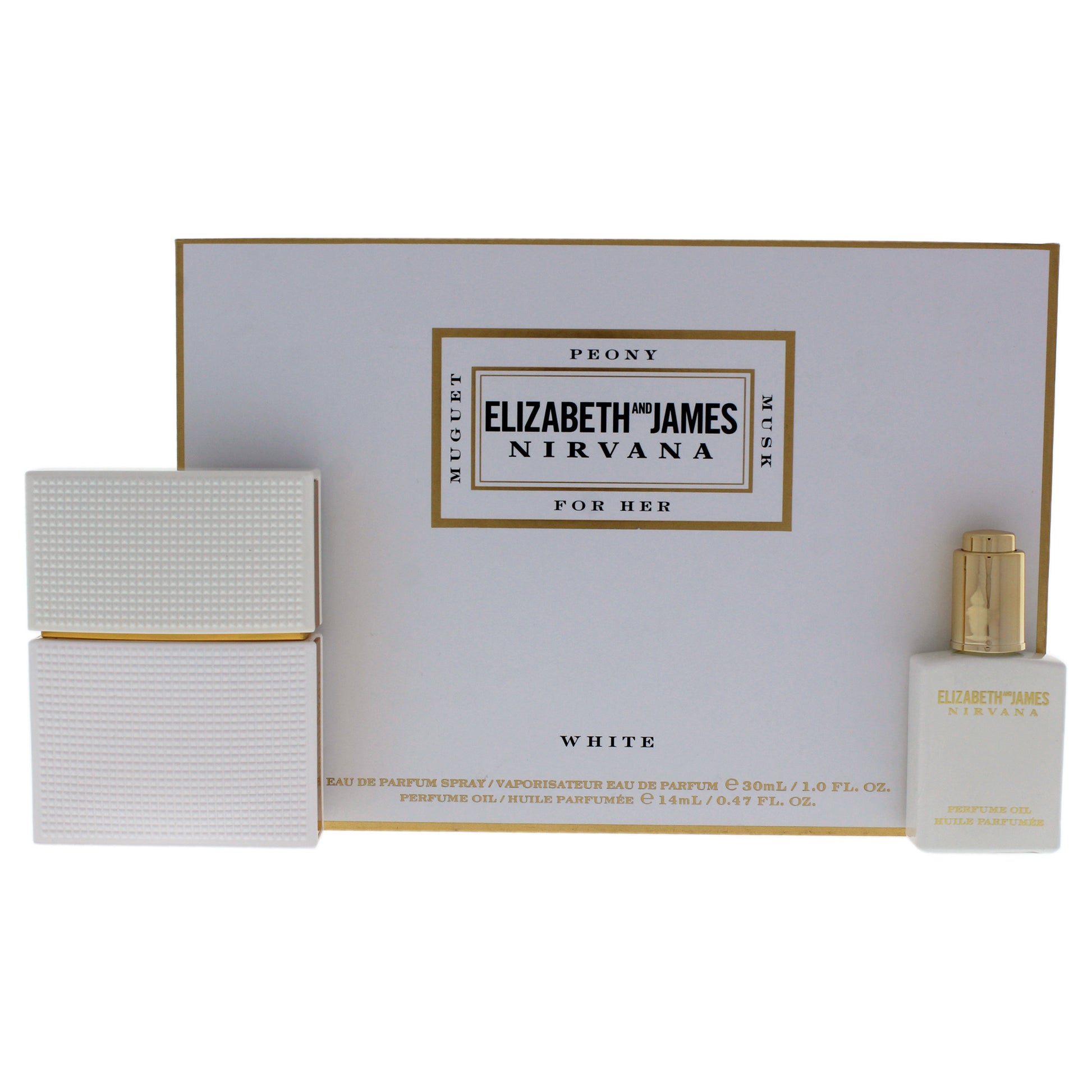 Nirvana White by Elizabeth and James for Women - 2 Pc Gift Set 1oz EDP Spray, 0.5oz Perfumed Oil