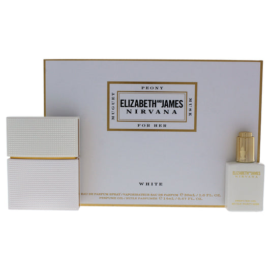 Nirvana White by Elizabeth and James for Women - 2 Pc Gift Set 1oz EDP Spray, 0.5oz Perfumed Oil