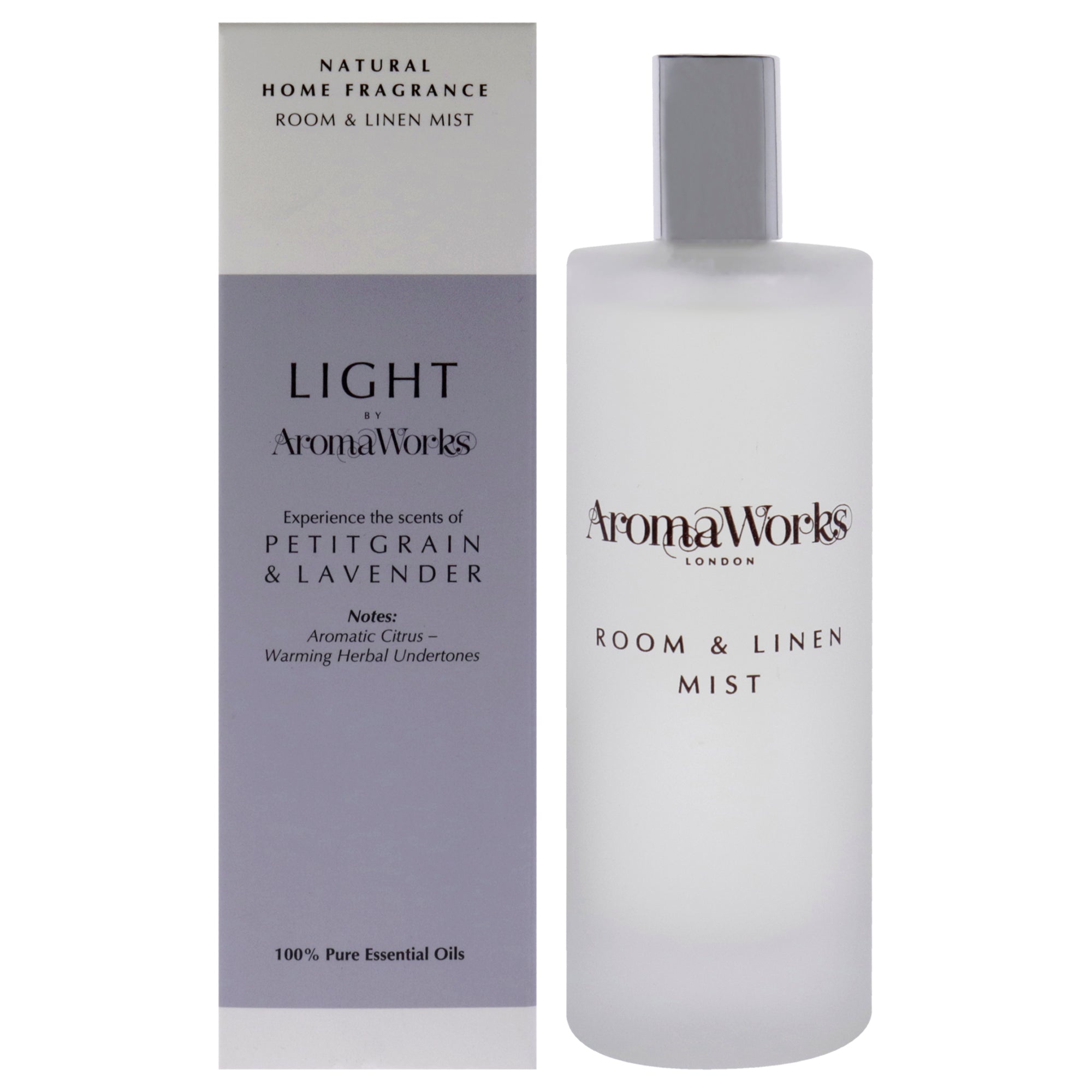 Light Room and Linen Mist - Petitgrain and Lavender by Aromaworks for Unisex - 3.4 oz Room Spray