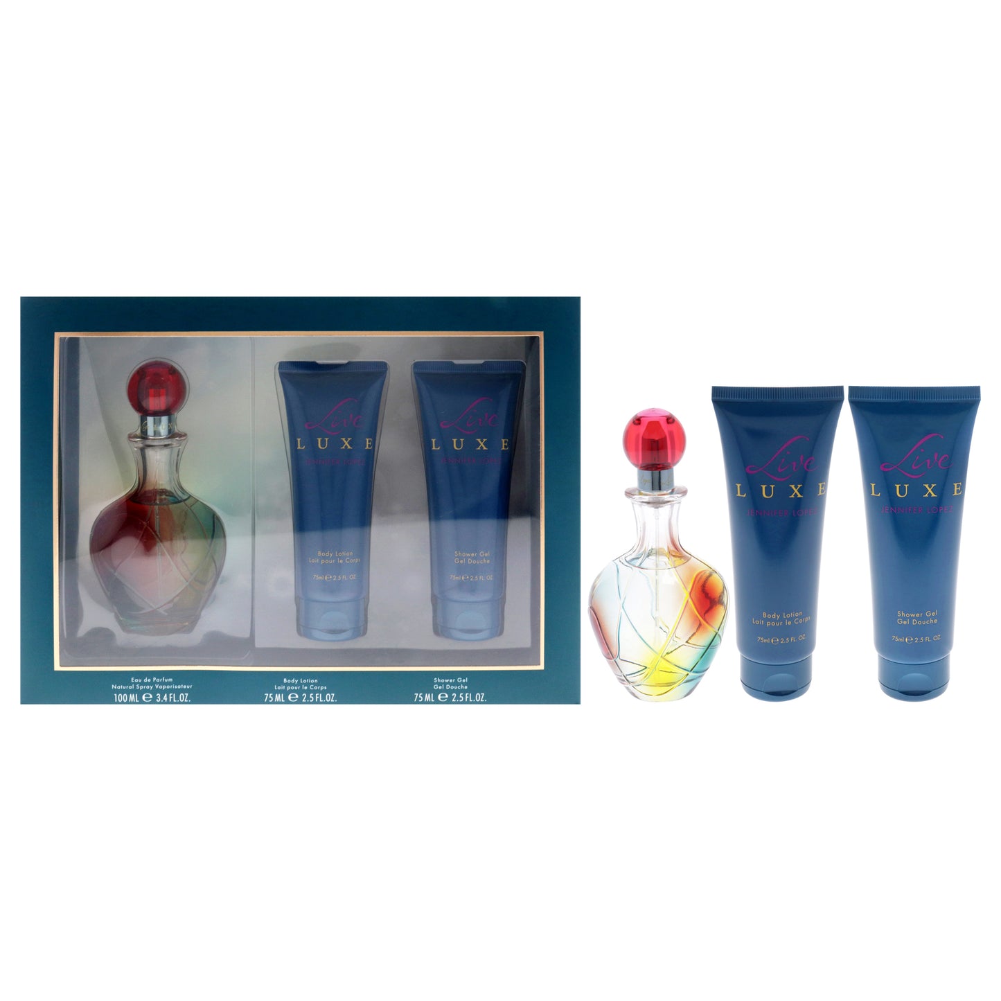 Live Luxe by Jennifer Lopez for Women - 3 Pc Gift Set 3.4oz EDP Spray, 2.5oz Shower Gel, 2.5oz Body Lotion