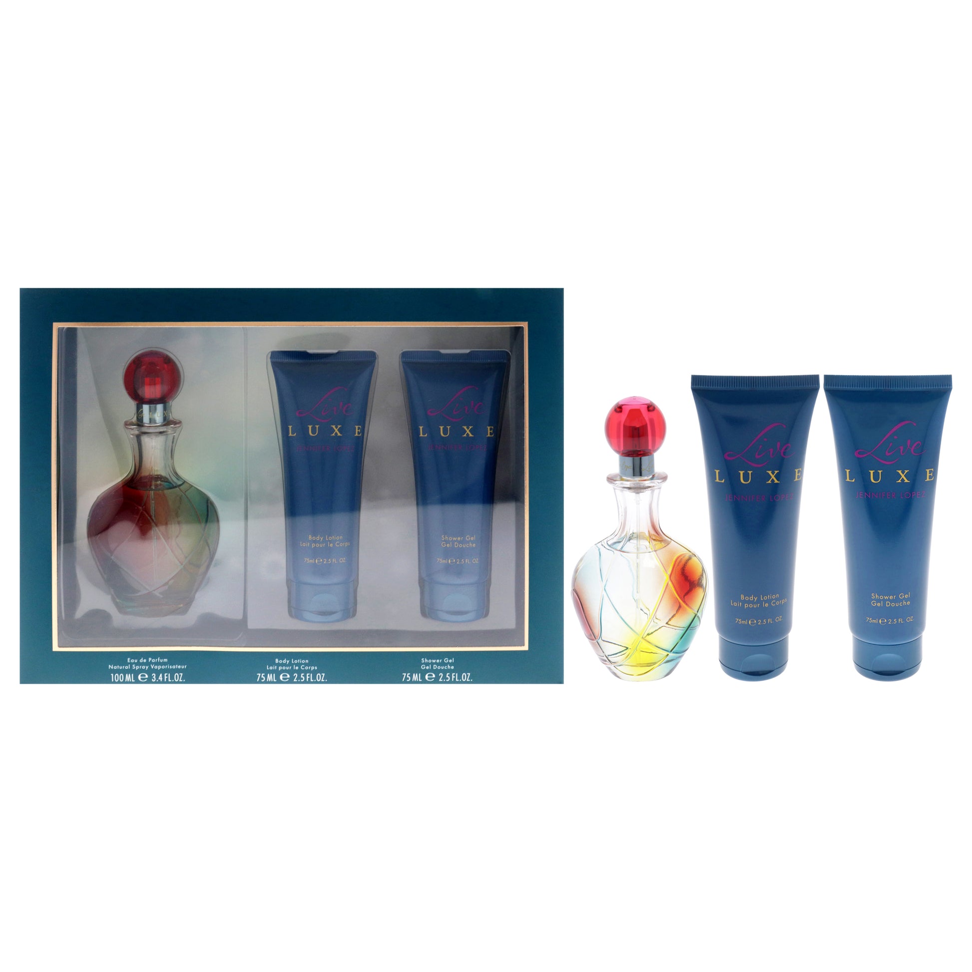 Live Luxe by Jennifer Lopez for Women - 3 Pc Gift Set 3.4oz EDP Spray, 2.5oz Shower Gel, 2.5oz Body Lotion