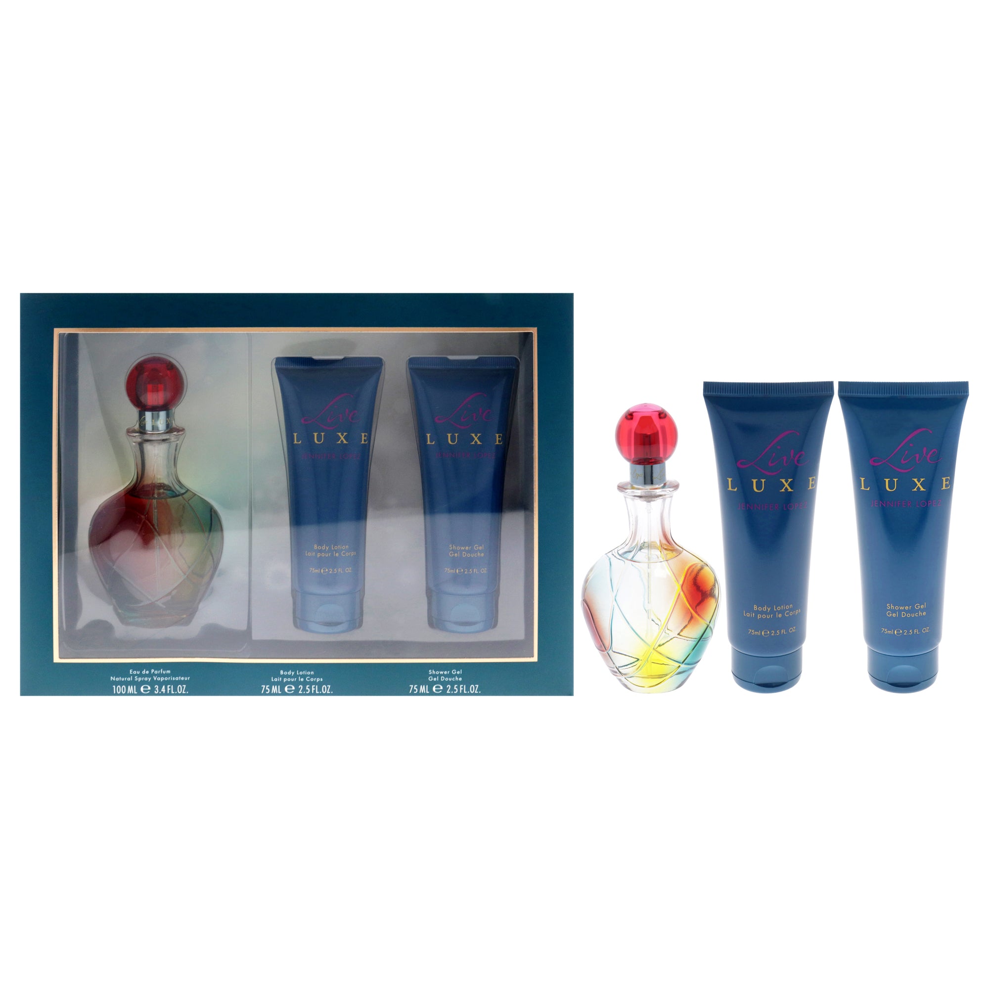 Live Luxe by Jennifer Lopez for Women - 3 Pc Gift Set 3.4oz EDP Spray, 2.5oz Shower Gel, 2.5oz Body Lotion