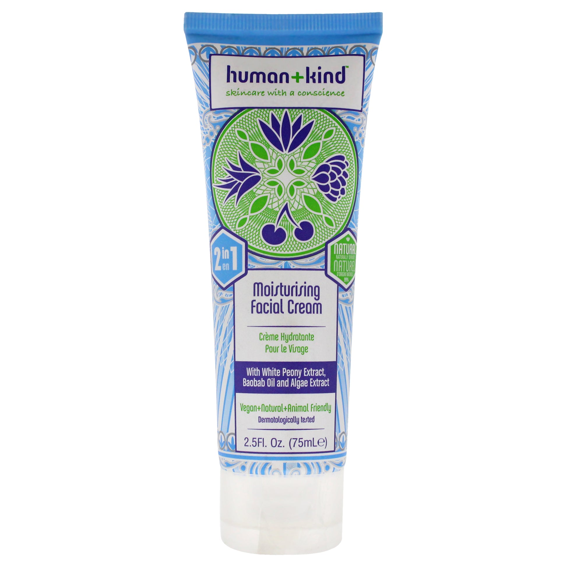 Moisturising Facial Cream by Human+Kind for Unisex - 2.5 oz Cream
