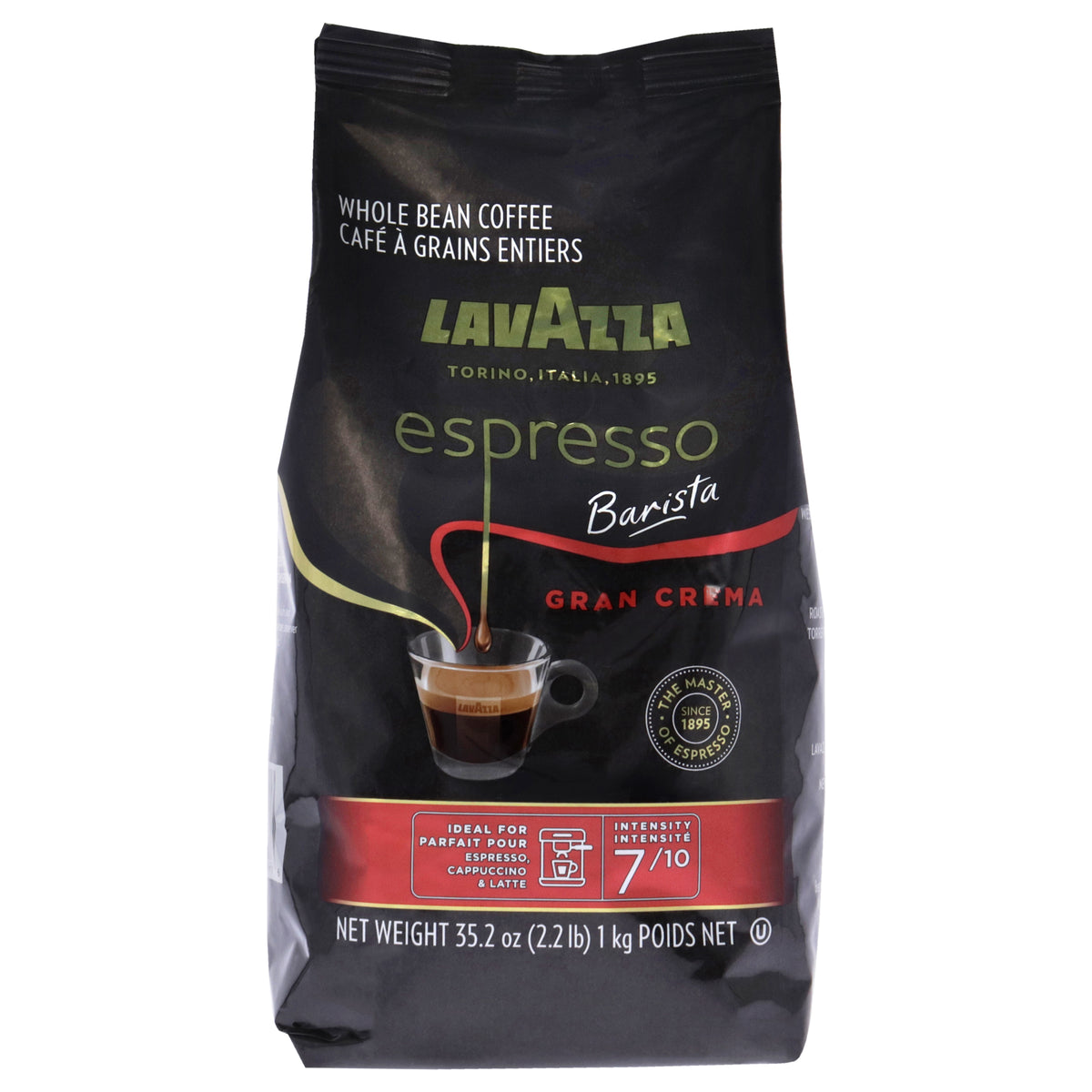 LEspresso Gran Crema Roast Whole Bean Coffee by Lavazza for Unisex - 35.2 oz Coffee