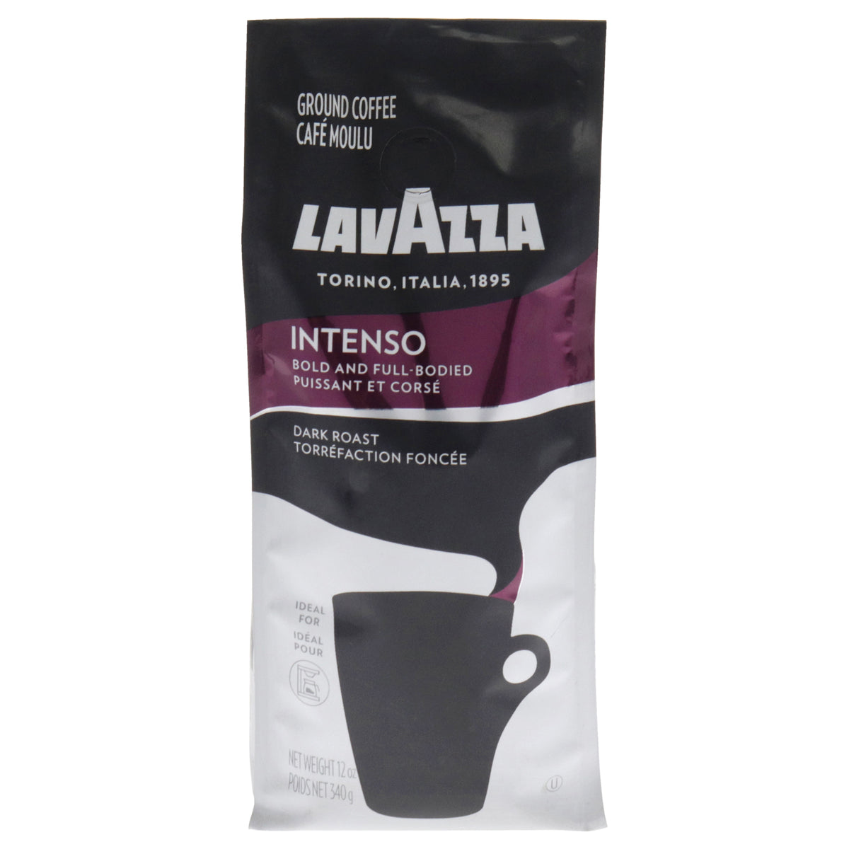 Intenso Dark Roast Ground Coffee by Lavazza for Unisex - 12 oz Coffee