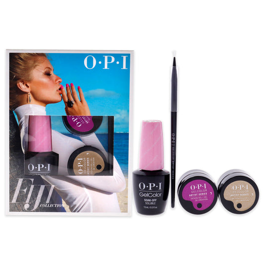 Fiji GelColor and Artist Series Trio - 1 by OPI for Women - 3 Pc 0.5oz GelColor - Getting Nadi On My Honeymoon, 0.21oz Artist Series - Bronze Has More Fun, 0.21oz Artist Series - Rate V for Violet, Artist Series Mini Striper Brush