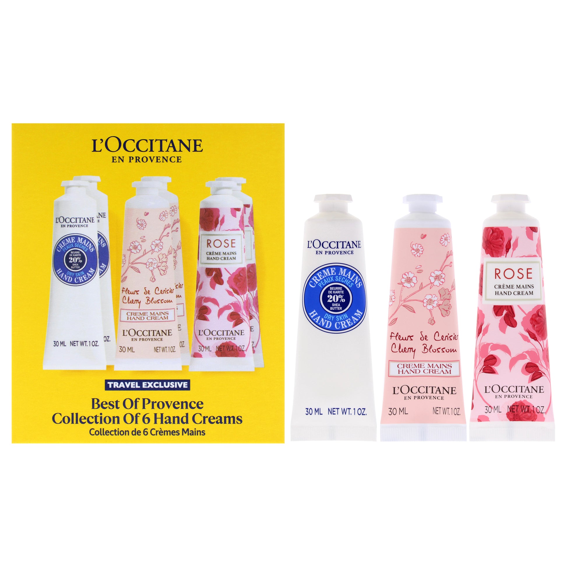 Lovelier Hands Kit by LOccitane for Unisex - 6 x 1 oz 2 Rose, 2 Shea Dry Skin, 2 Cherry Blossom
