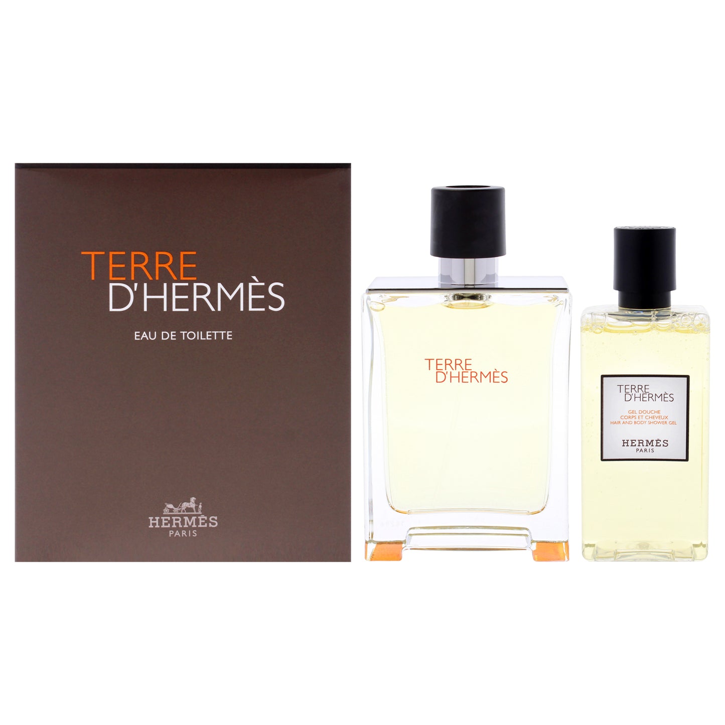 Terre DHermes by Hermes for Men - 2 Pc Gift Set 3.3oz EDT Spray, 2.7oz Hair and Body Shower Gel