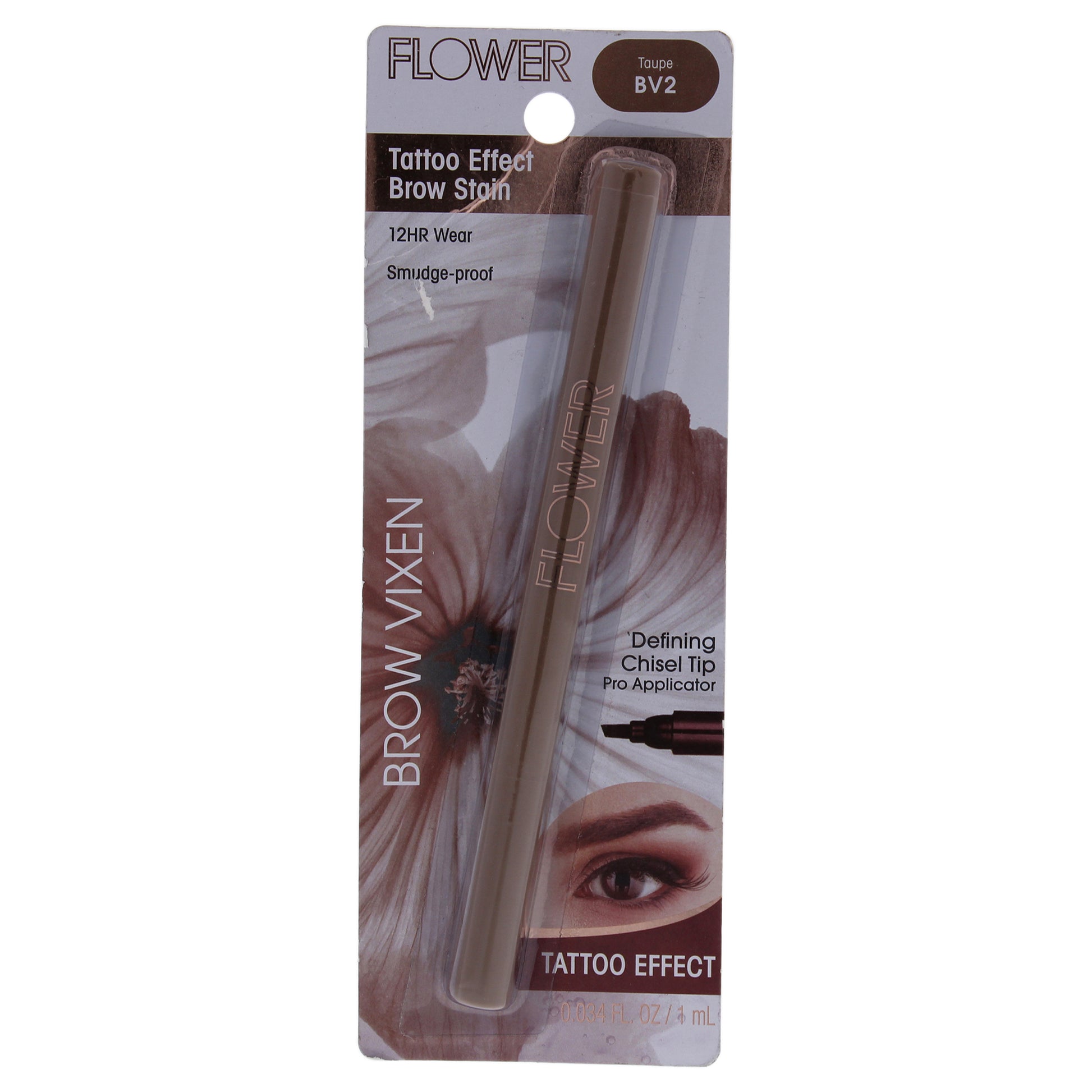 Brow Vixen Tattoo Effect Brow Stain - BV2 Taupe by Flower Beauty for Women - 0.034 oz Eyebrow