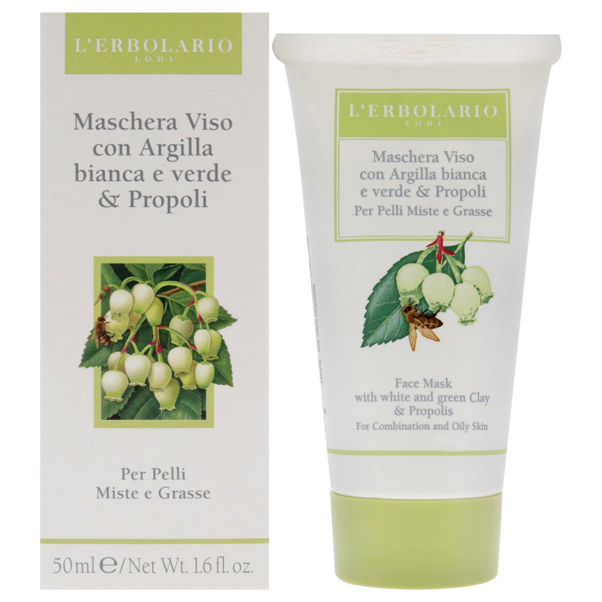 Face Mask - White and Green Clay by LErbolario for Unisex - 1.6 oz Mask