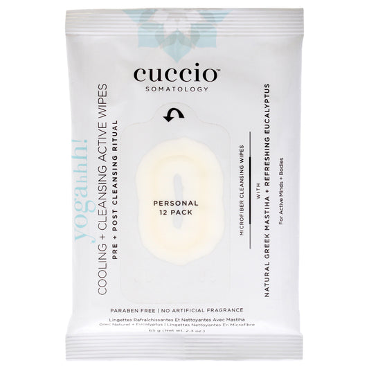 Yogahh Cooling Plus Cleansing Wipes by Cuccio Somatology for Women - 12 Count Wipes