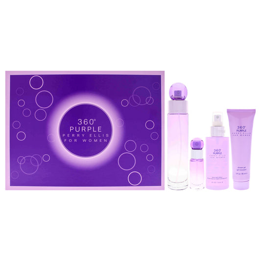 360 Purple 4 Pc Gift Set 3.4oz EDP Spray