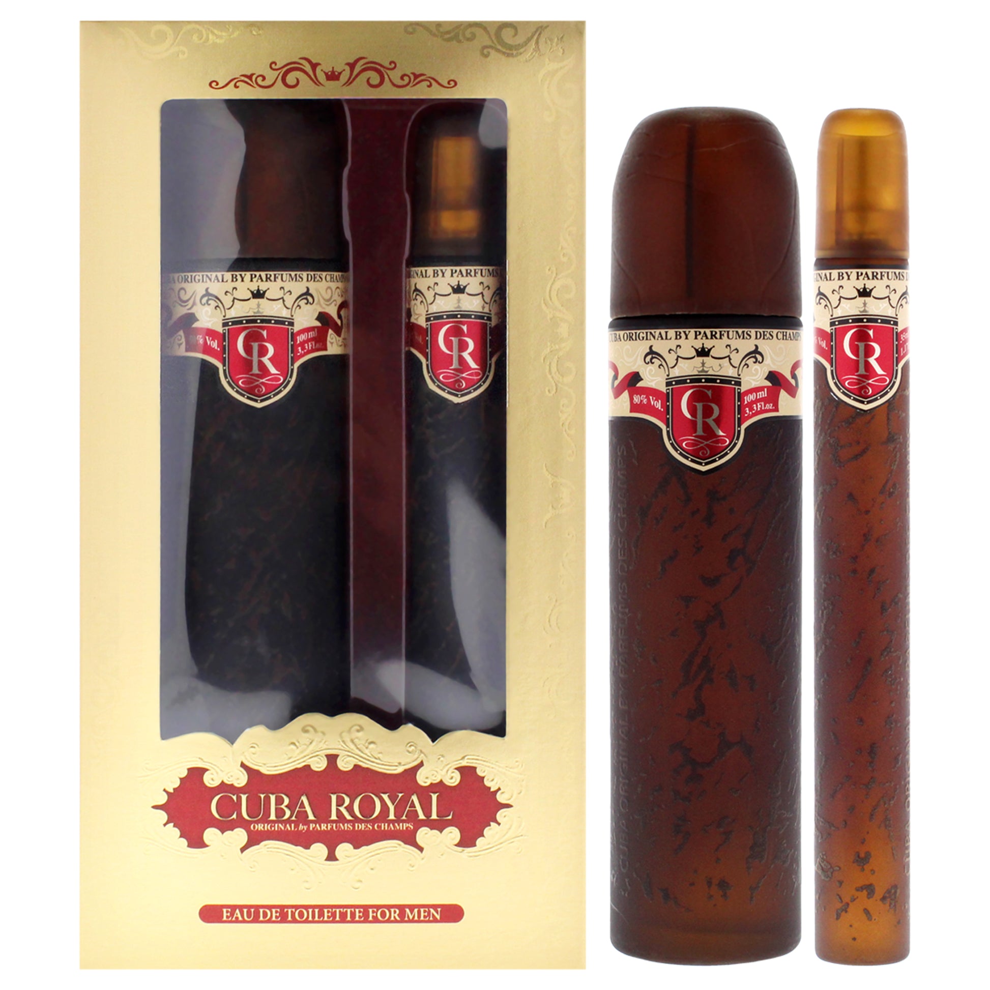 Cuba Royal by Cuba for Men - 2 Pc Gift Set 3.3oz EDT Spray, 1.17oz EDT Spray