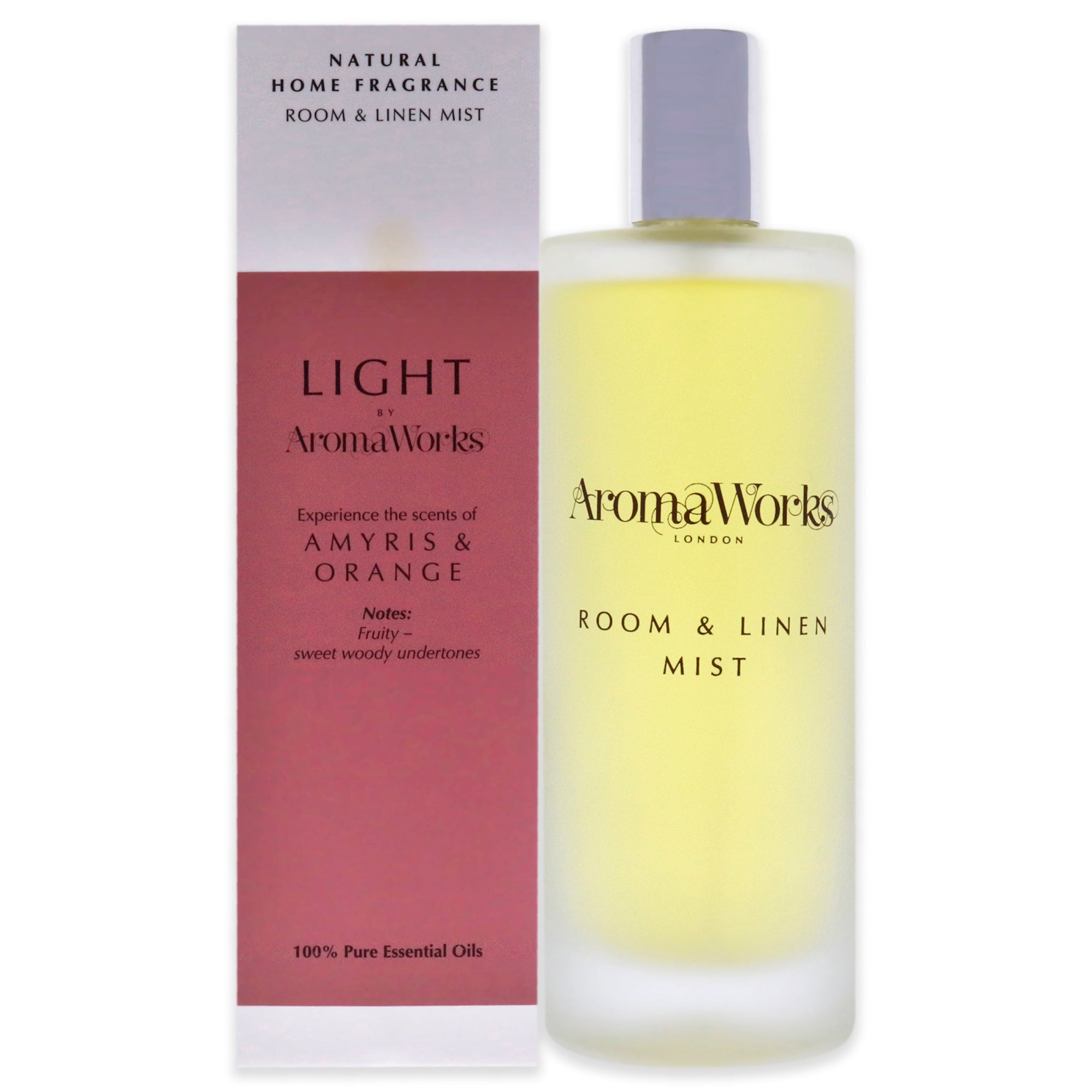 Light Room and Linen Mist - Amyris and Orange by Aromaworks for Unisex - 3.4 oz Room Spray