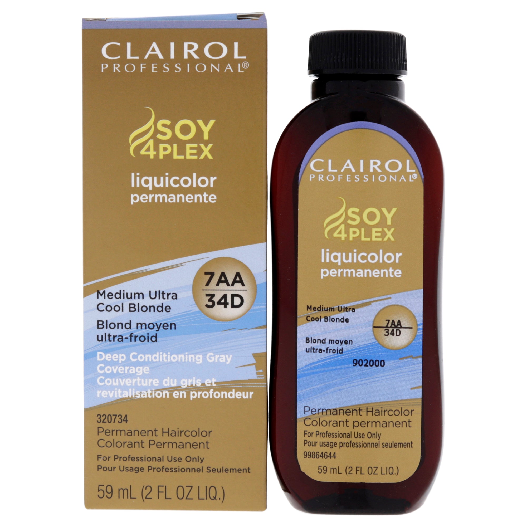 Soy 4 Plex Liquicolor Permanent Hair Color - 34D Medium Ultra Cool Blonde by Clairol for Unisex - 2 oz Hair Color