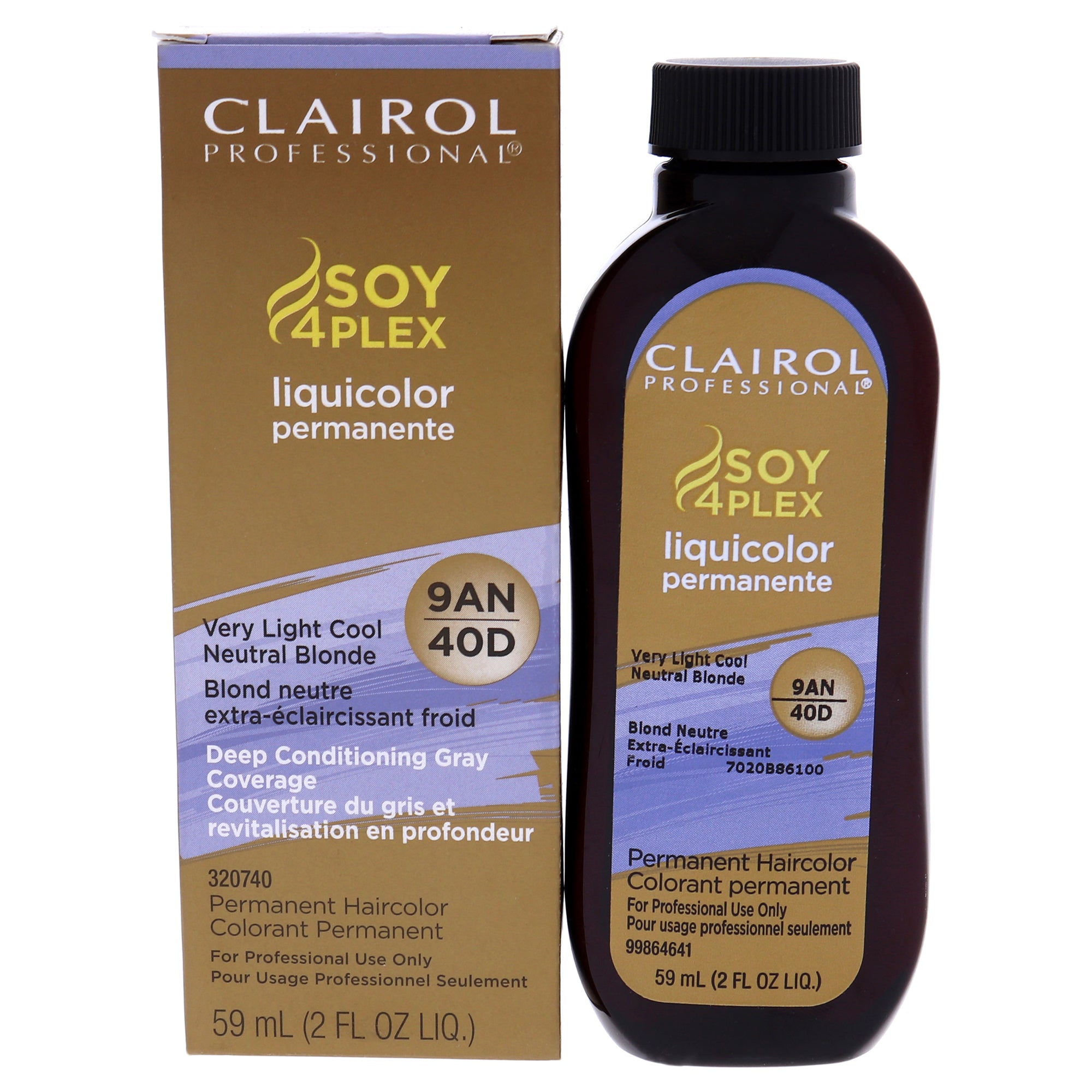 Soy 4 Plex Liquicolor Permanent Hair Color - 40D Very Light Cool Neutral Blonde by Clairol for Unisex - 2 oz Hair Color