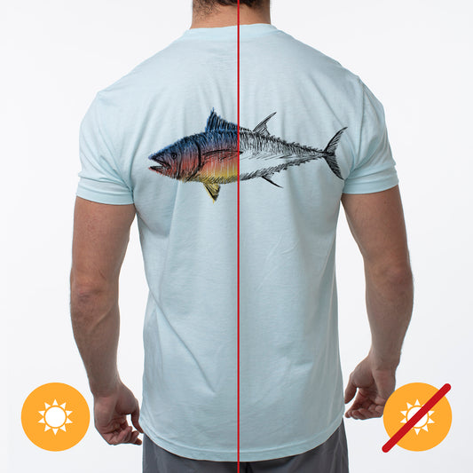 Men Classic Crew Tee - Big Fish-Ice Blue by DelSol for Men - 1 Pc T-Shirt (XL)