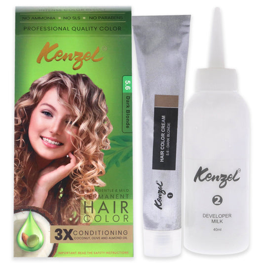 Extra Gentle and Mild Permanent Hair Color - 5.6 Dark Blonde by Kenzel for Women - 1 Application Hair Color