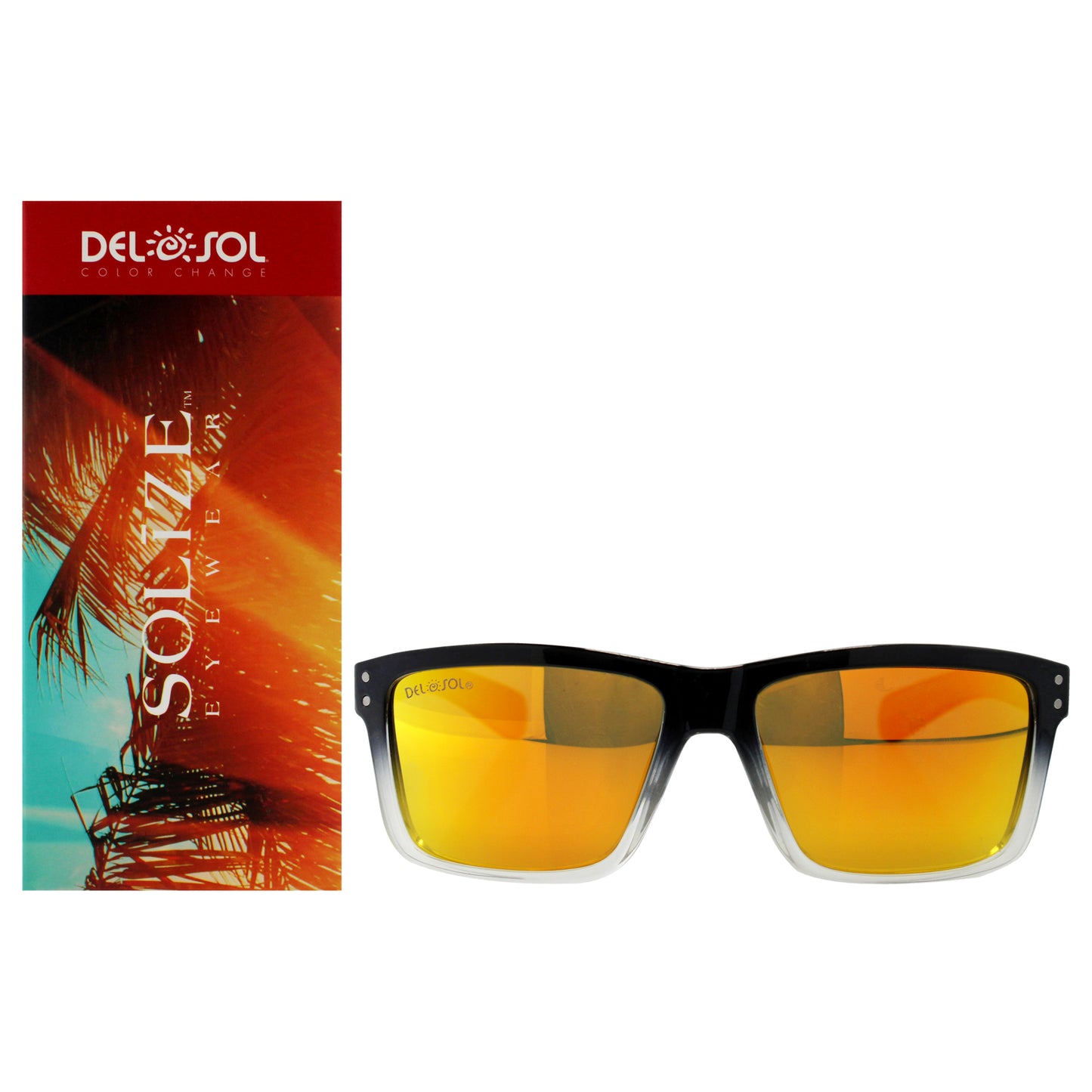 Solize Sea Sand Sun - Black and Clear to Yellow by DelSol for Unisex - 1 Pc Sunglasses