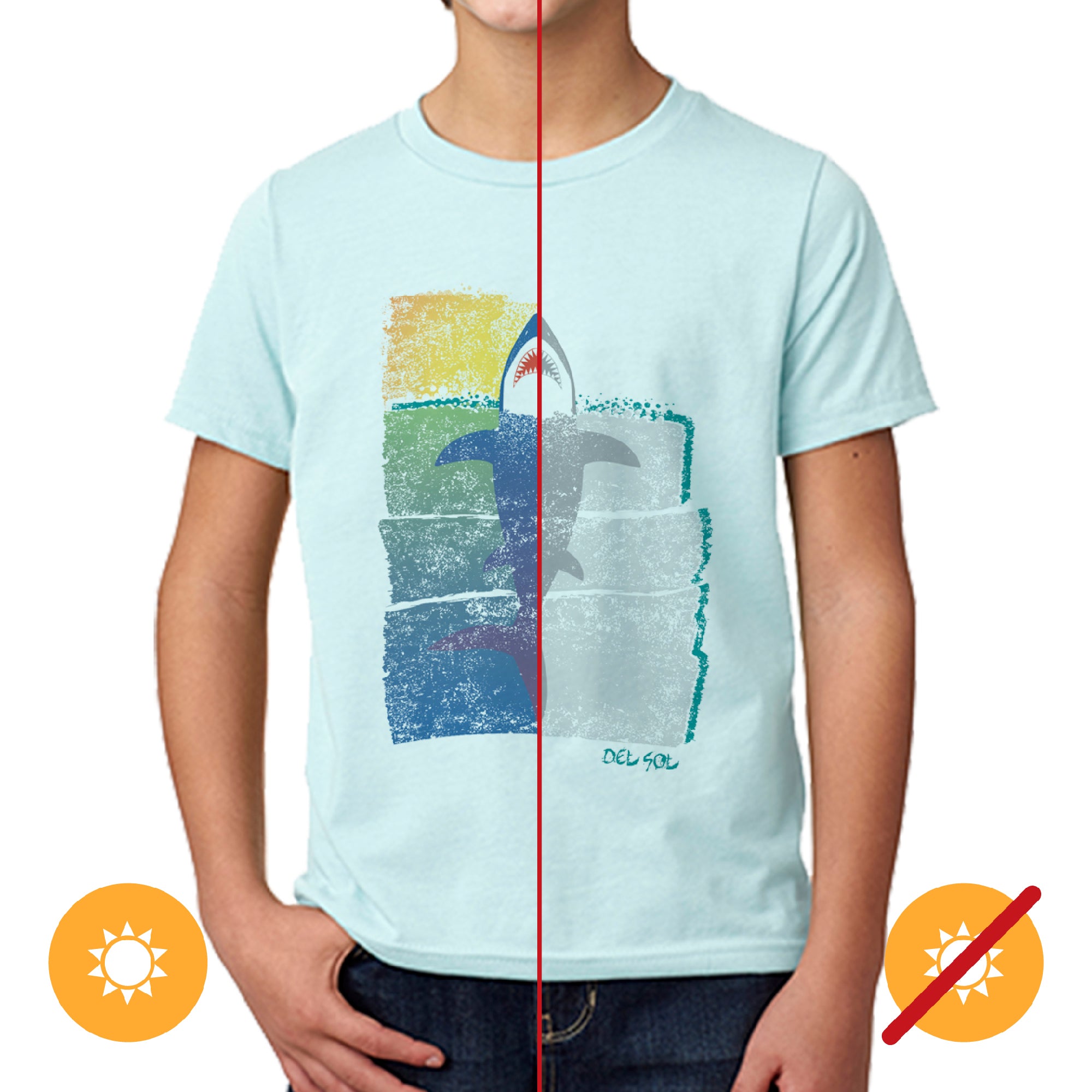 Kids Crew Tee - Rising Shark by DelSol for Kids - 1 Pc T-Shirt (YL)