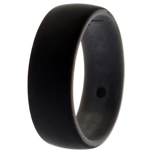 Silicone Wedding Ring - Duo Collection Dome Style - Grey-Black by ROQ for Men - 15 mm Ring