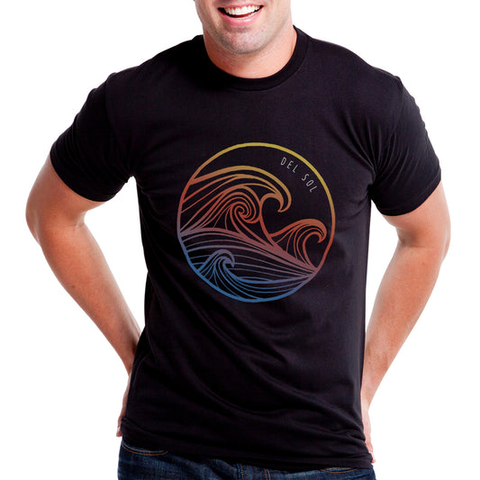 Men Crew Tee - Wavey - Black by DelSol for Men - 1 Pc T-Shirt (Small)
