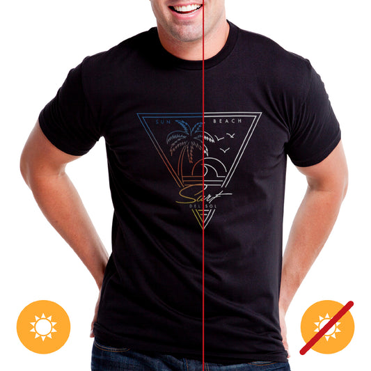 Men Crew Tee - Surf Sun Beach - Black by DelSol for Men - 1 Pc T-Shirt (YL)