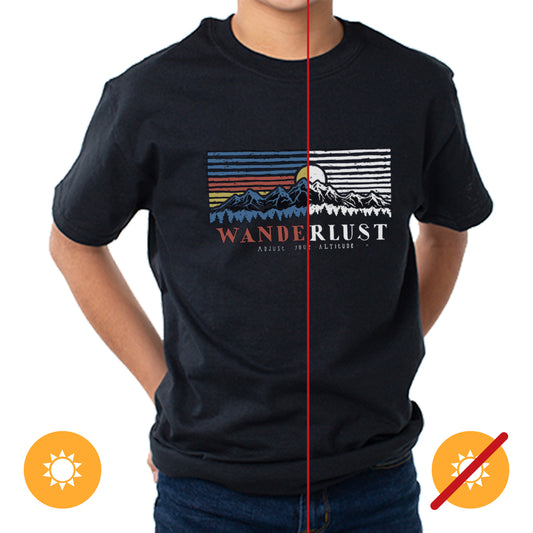 Men Crew Tee - Mountain Scene - Black by DelSol for Men - 1 Pc T-Shirt (YL)