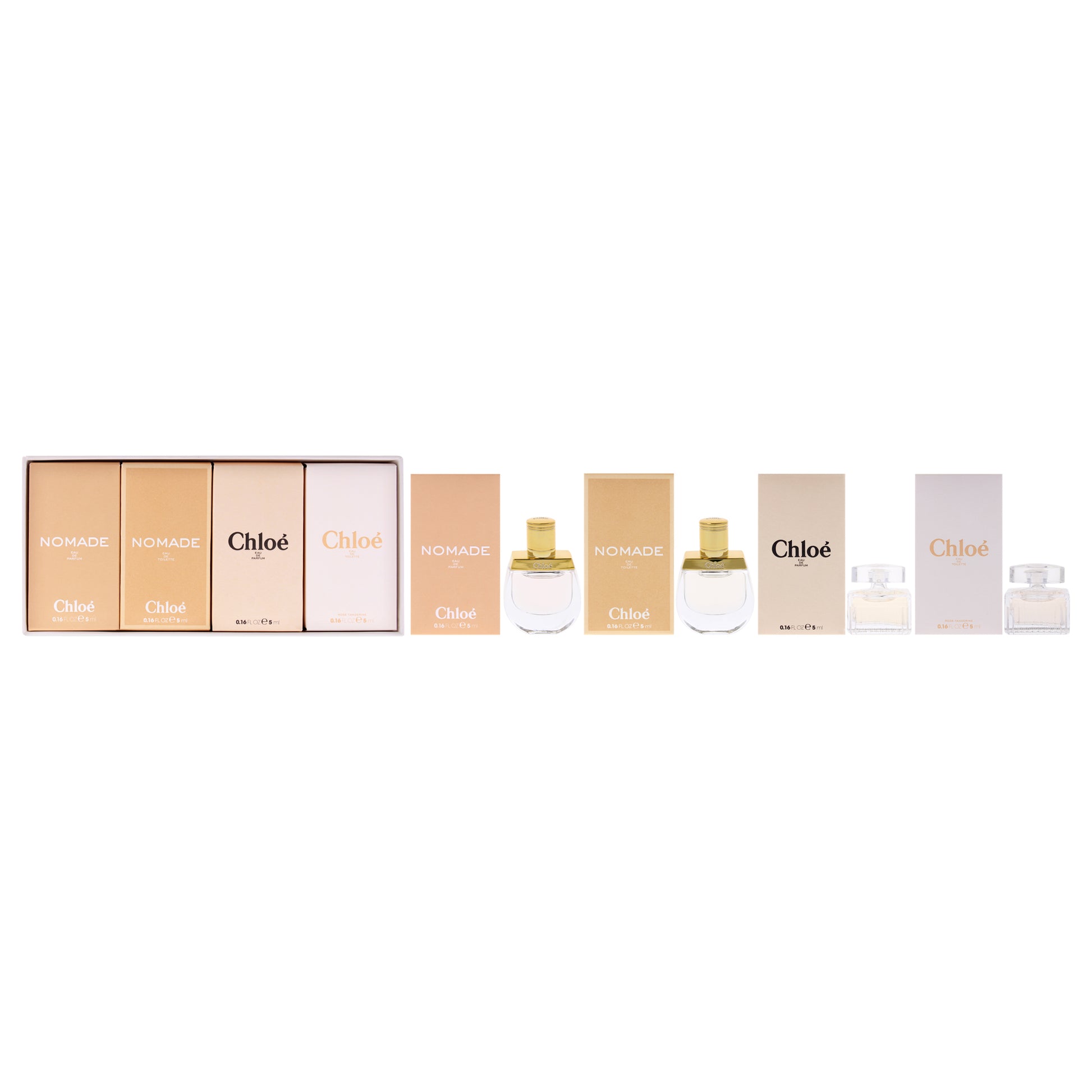 Chloe Variety by Chloe for Women - 4 Pc Mini Gift Set 0.16oz Nomade EDP Spray (Mini), 0.16oz Chloe EDT Spray (Mini), 0.16oz Chloe EDP Spray (Mini), 0.16oz Nomade EDP Spray (Mini)