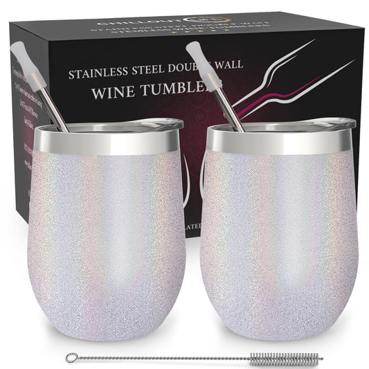 Stainless Steel Double Wall Wine Tumbler - Holo by Chillout Life for Unisex - 2 x 12 oz Tumbler
