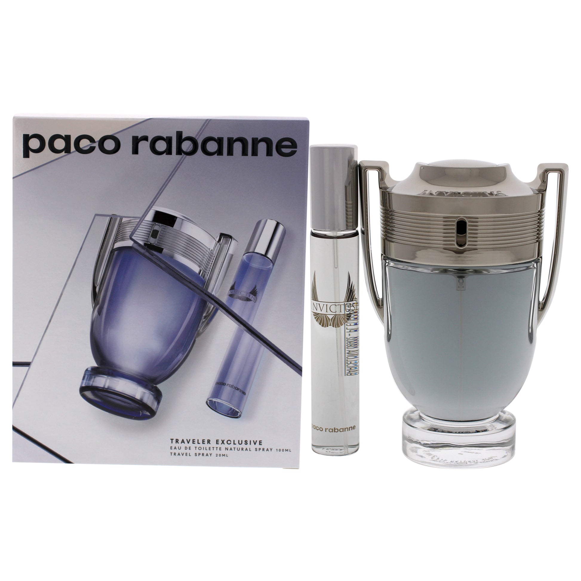 Invictus by Paco Rabanne for Men - 2 Pc Gift Set 3.4oz EDT Spray, 0.68oz EDT Spray