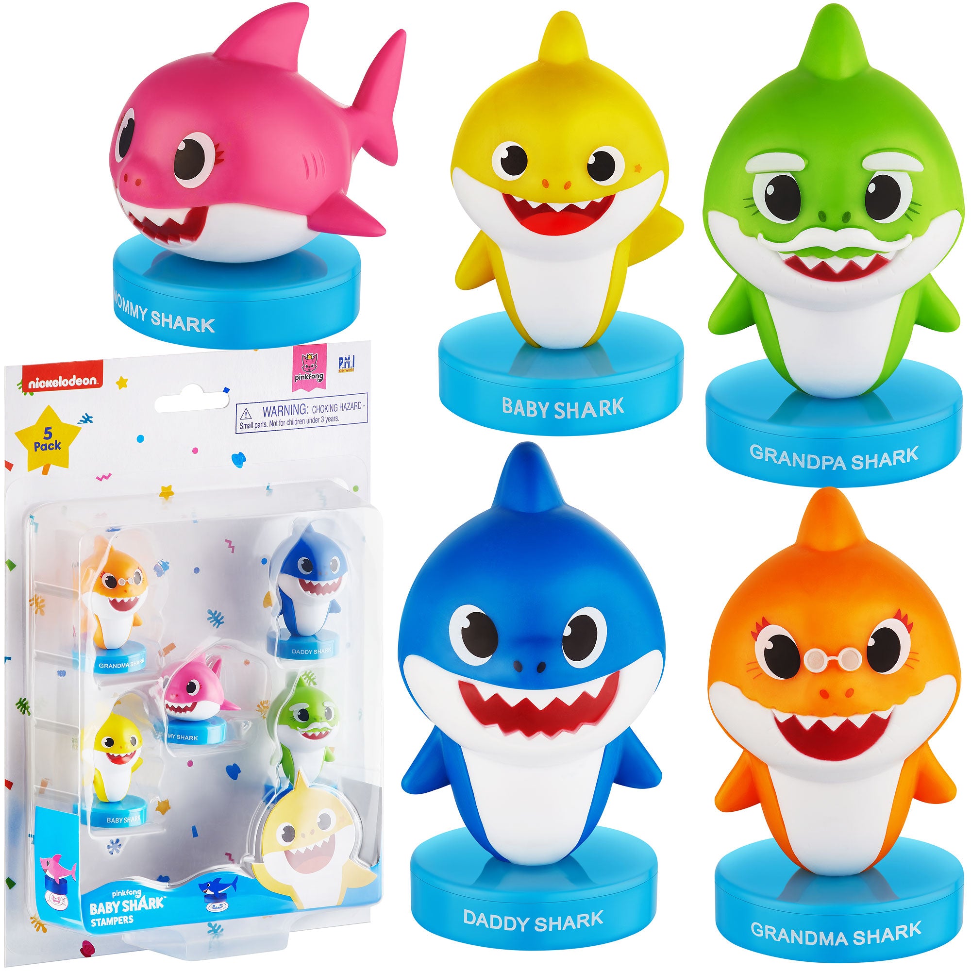 Baby Shark Stampers Blister - 5 (S1) - C by PMI for Kids - 5 Pc Stampers