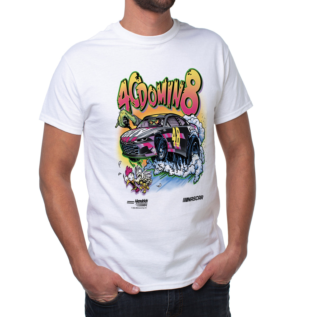 NASCAR Mens Classic Crew Tee - Jimmie Johnson - 3 White by DelSol for Men - 1 Pc T-Shirt (S)