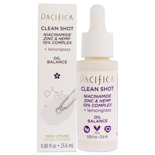Clean Shot Niacinamide Zinc and Hemp 10 Percent Complex by Pacifica for Unisex - 0.8 oz Serum