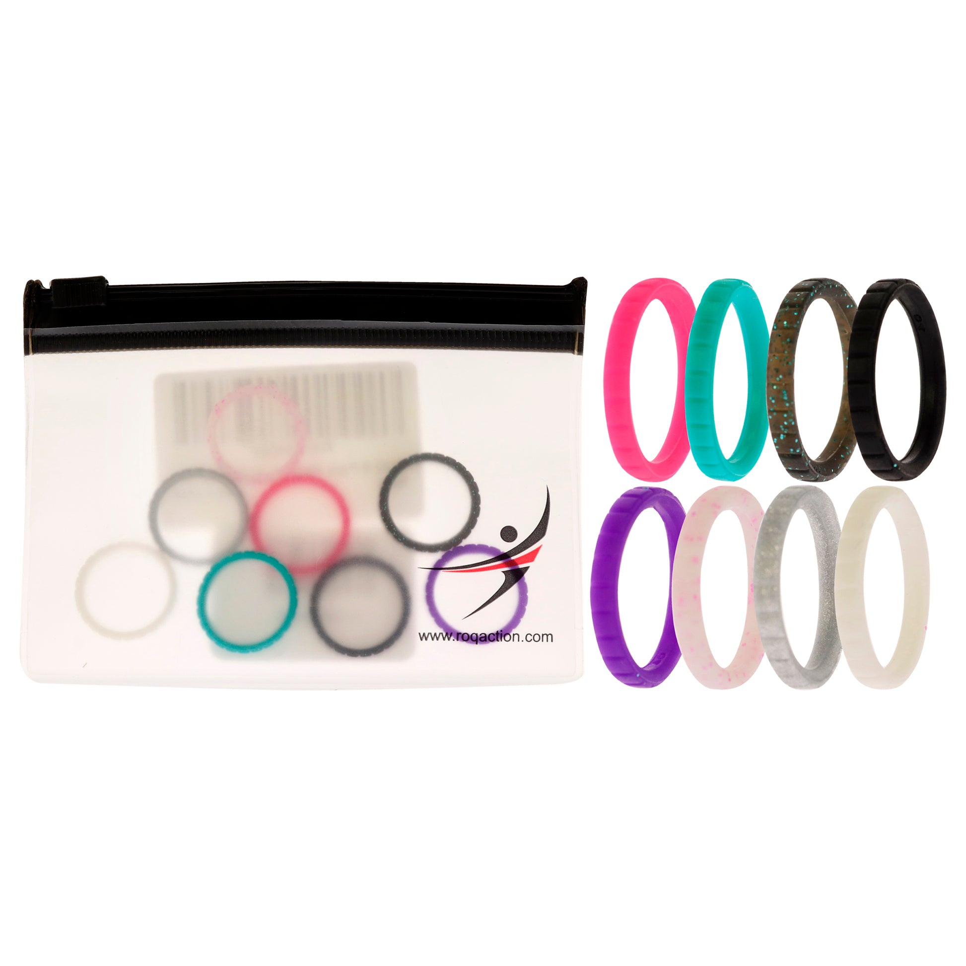 Silicone Wedding Stackble Lines Ring Set - MultiColor by ROQ for Women - 8 x 4 mm Ring