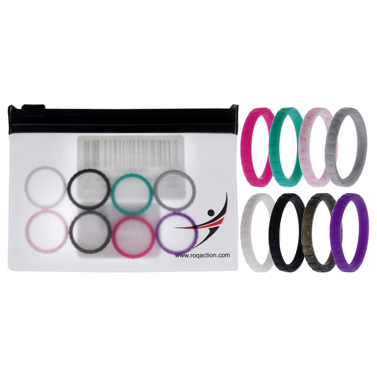 Silicone Wedding Stackble Lines Ring Set - MultiColor by ROQ for Women - 8 x 5 mm Ring