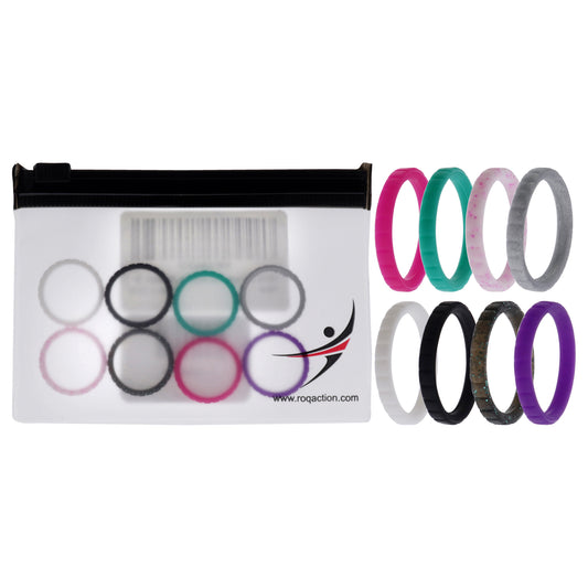 Silicone Wedding Stackble Lines Ring Set - MultiColor by ROQ for Women - 8 x 5 mm Ring