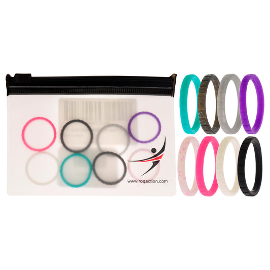Silicone Wedding Stackble Lines Ring Set - MultiColor by ROQ for Women - 8 x 7 mm Ring