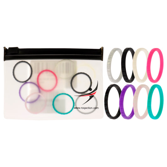 Silicone Wedding Stackble Lines Ring Set - MultiColor by ROQ for Women - 8 x 9 mm Ring