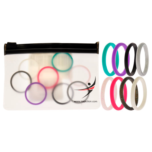 Silicone Wedding Stackble Point Ring Set - MultiColor by ROQ for Women - 8 x 11 mm Ring