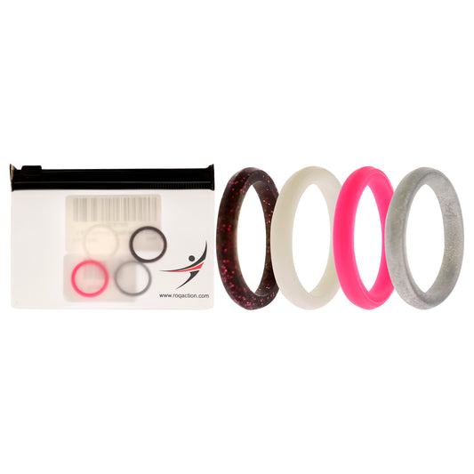 Silicone Wedding Stackble Point Ring Set - Pink by ROQ for Women - 4 x 4 mm Ring