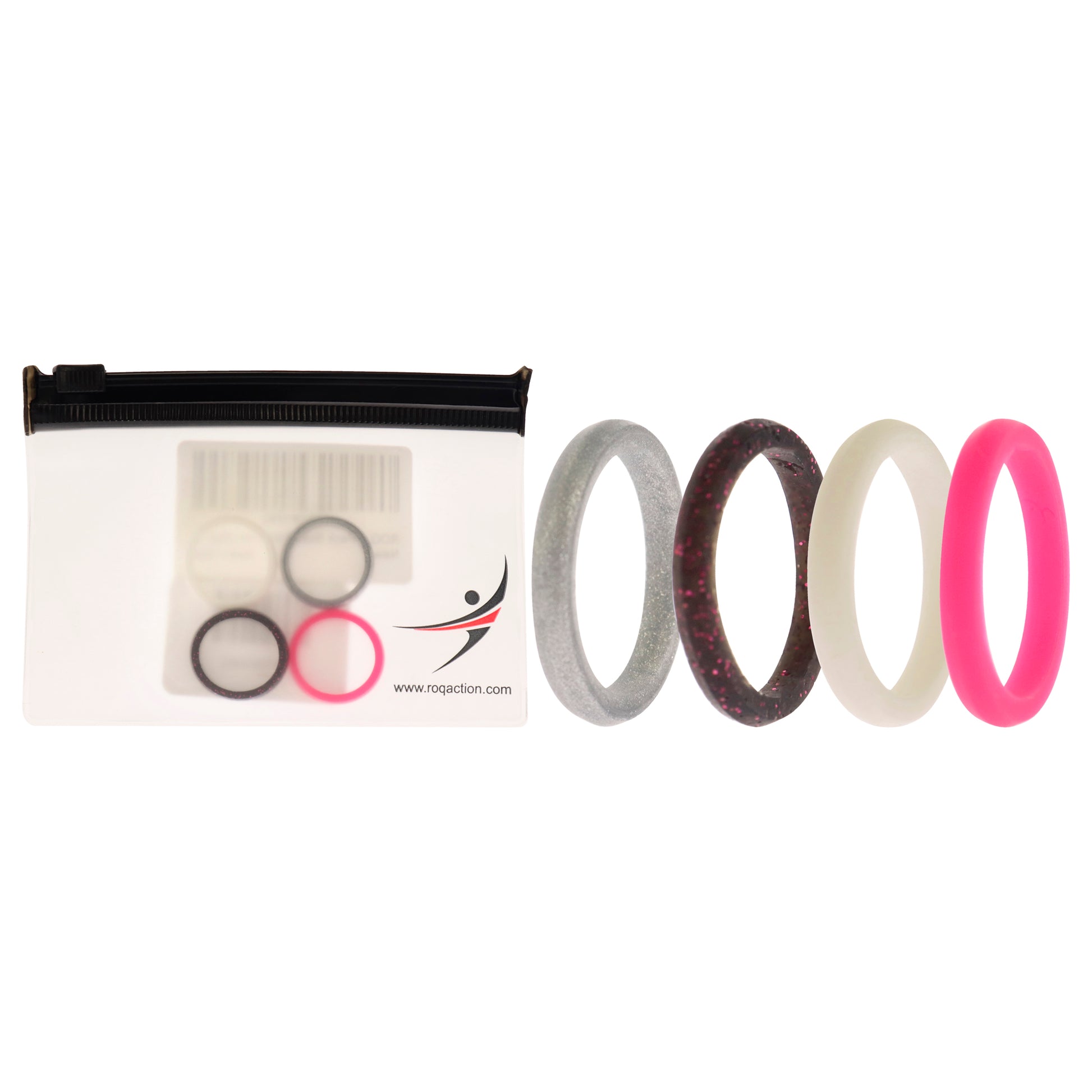 Silicone Wedding Stackble Point Ring Set - Pink by ROQ for Women - 4 x 5 mm Ring