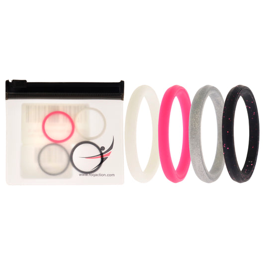 Silicone Wedding Stackble Point Ring Set - Pink by ROQ for Women - 4 x 10 mm Ring